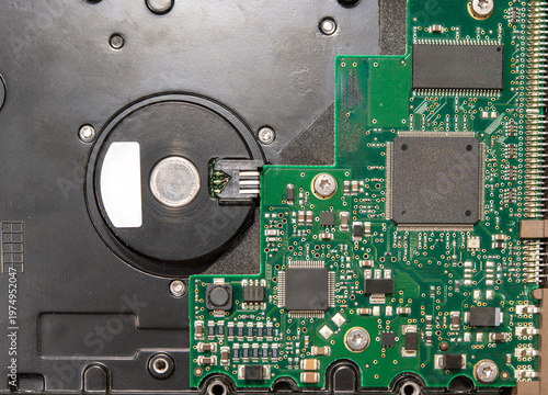 Retro computer hard drive close-up