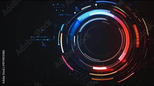 Abstract  background with Colorful circle lines. Digital future technology . Abstract business connection of lines from nodes innovation of communication in the network.