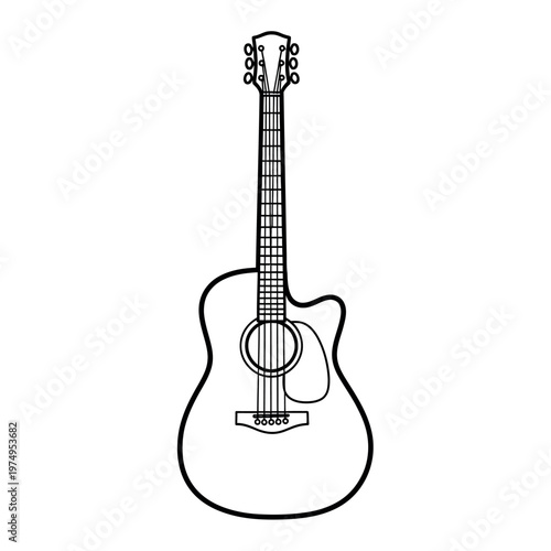 Sketch of an acoustic guitar a hand drawn musical instrument illustration