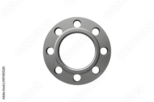 Steel industrial pipe flange connection fitting on transparent background