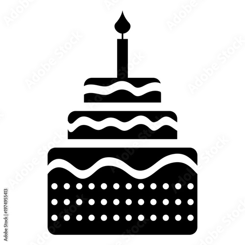 Grey birthday cake graphic