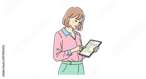 Woman holding a digital tablet.