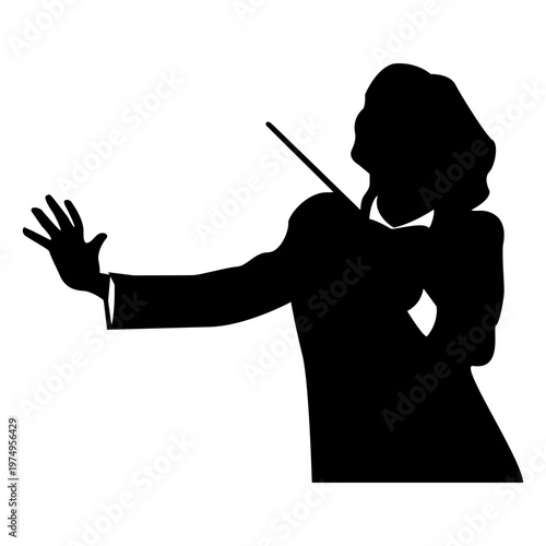 Woman orchestra conductor silhouette
