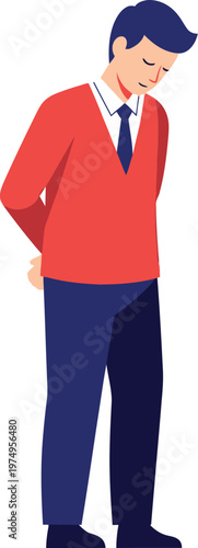 Businessman stands with a dejected posture while reflecting on his professional challenges and personal stress.