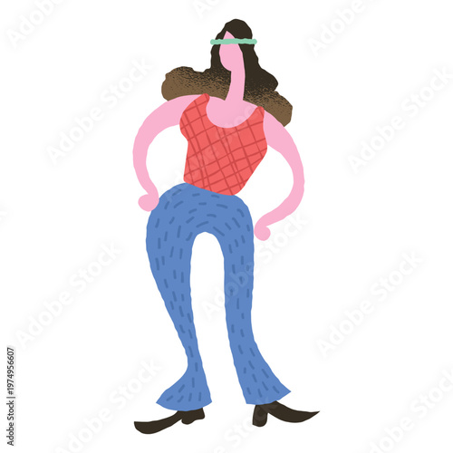 Hippie girl character doodle