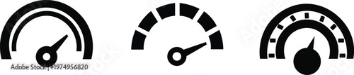 Speedometer icons set with speed limit speedometer indicator performance dashboard technology measurement velocity precision tracking collection comparison progress statistics business