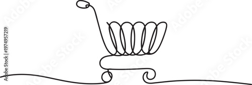 Shopping cart line continuous drawing vector. One line Shopping cart vector. one line Icon drawing