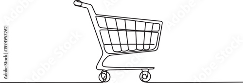 Shopping cart line continuous drawing vector. One line Shopping cart vector. one line Icon drawing