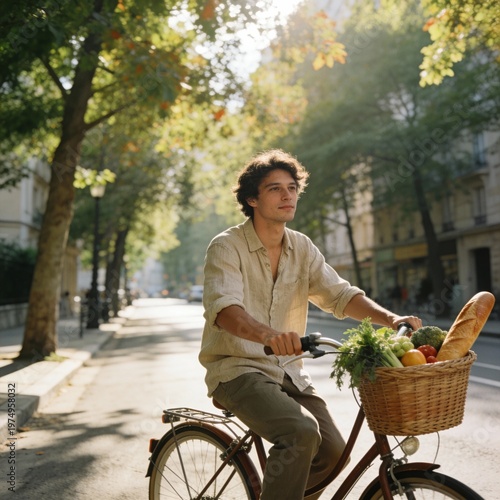 a man riding bicycle in the park