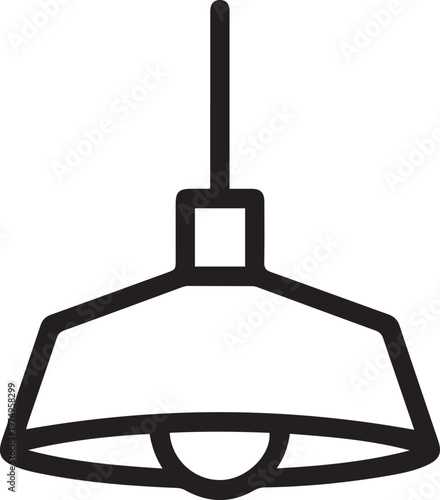 Hanging lamp vector line icon. Lamp logo outline icon. Loft style chandelier. Black line light bulb vector. one line Icon drawing