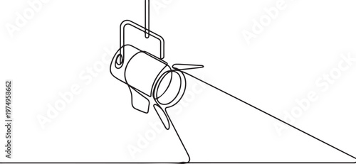 Line continuous drawing vector Searchlight icon. One line Theater spotlight icon vector. one line Icon drawing