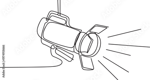 Line continuous drawing vector Searchlight icon. One line Theater spotlight icon vector. one line Icon drawing