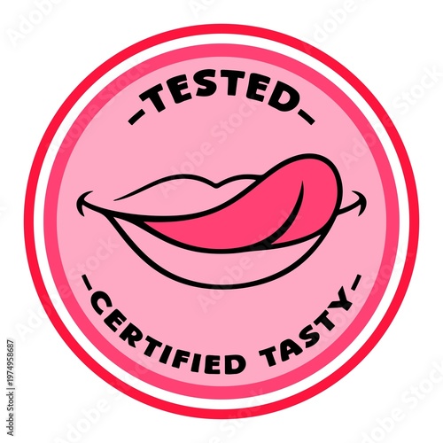 Aesthetic Comic Lips Sticker - Licking Teeth Illustration