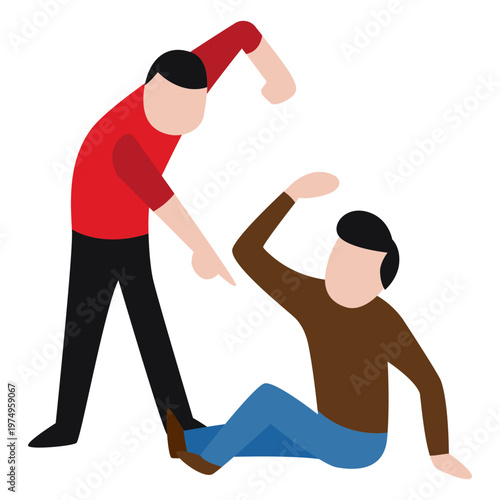 Vandal character beating up man