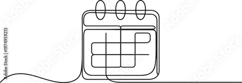Calendar icon line continuous drawing vector. One line Calendar icon. one line Icon drawing