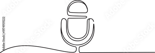 Microphone sign line continuous drawing vector. One line Microphone vector. one line Icon drawing
