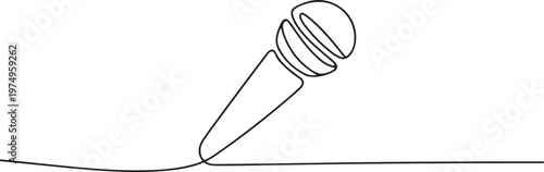 Microphone sign line continuous drawing vector. One line Microphone vector. one line Icon drawing
