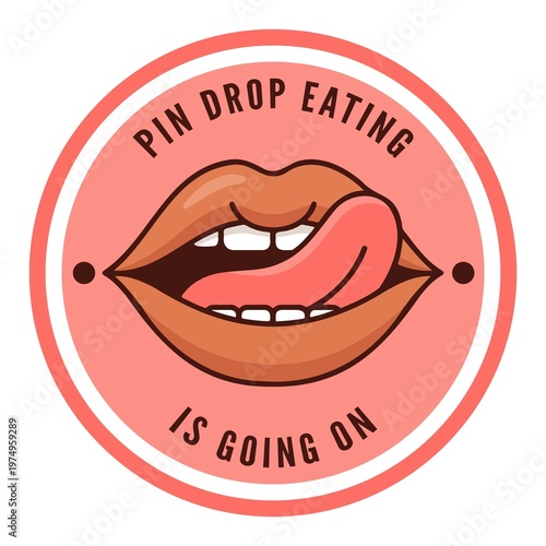 Aesthetic Comic Lips Sticker - licking upper lips Typography