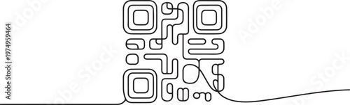 QR code sign line continuous drawing vector. One line QR code icon. one line Icon drawing