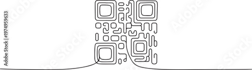 QR code sign line continuous drawing vector. One line QR code icon. one line Icon drawing