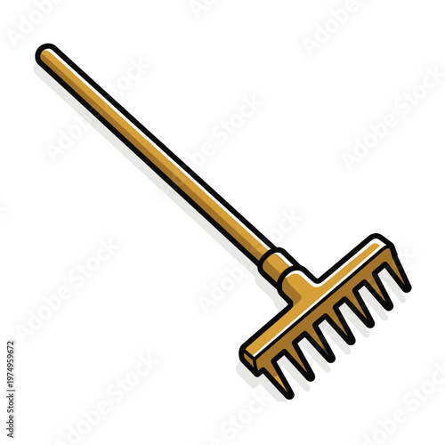 Golden rake tool for gardening and landscaping