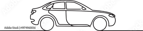 Car icon line continuous drawing vector. One line Car icon vector. one line Icon drawing