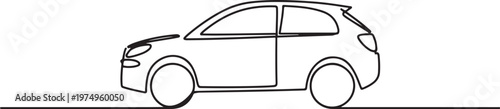Car icon line continuous drawing vector. One line Car icon vector. one line Icon drawing