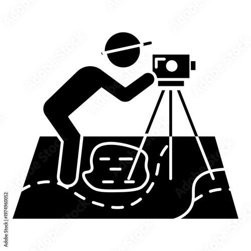 Surveyor Measuring Land Outline Icon
