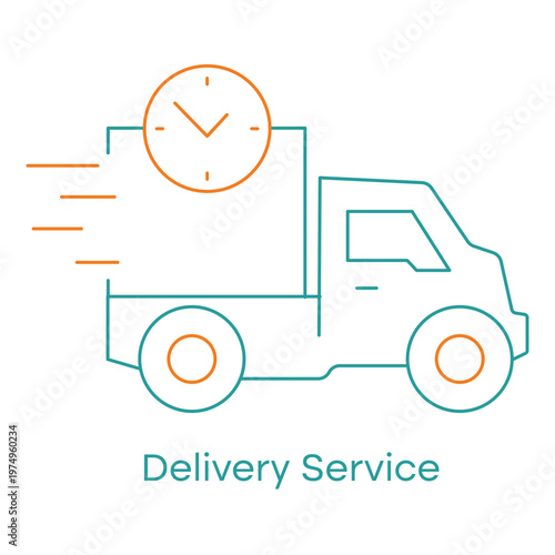 Logistics Delivery Line Icon with Time Symbol