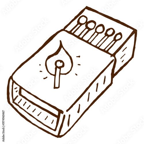 Hand drawn camping matchbox icon