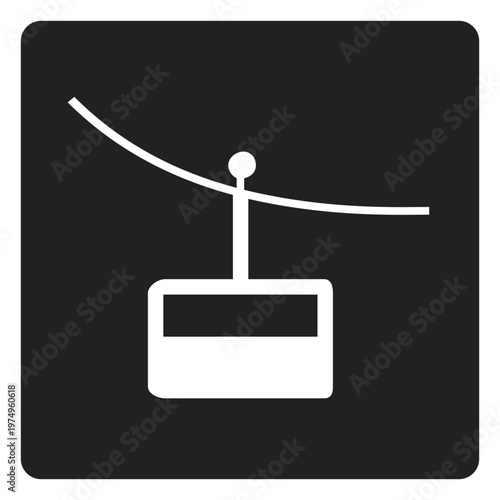 Mountain cable car square icon