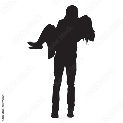 Man carrying woman silhouette