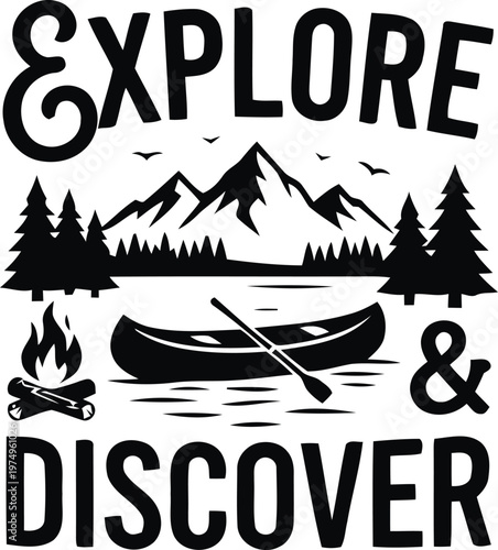 Explore & Discover Mountain Landscape Vector Illustration