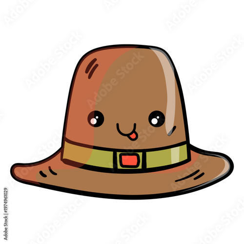 Pilgrim hat cartoon icon