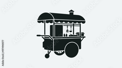 "Silhouette icon of street food cart"
