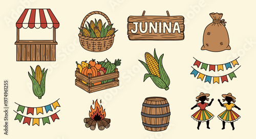 Brazilian June Festival Rustic Elements Corn Dance Fire Set