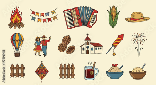 Brazilian June Festival Elements Corn Dance Fire Set