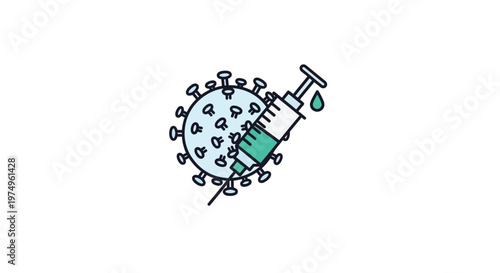 Coronavirus and vaccination syringe illustration with a stark silhouette high quality
