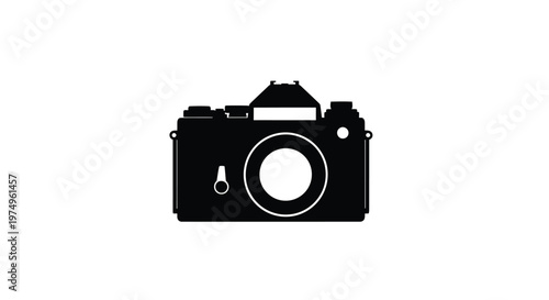 Black silhouette of a vintage single lens reflex camera design silhouette