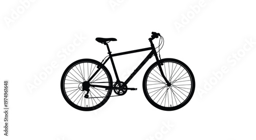 A black silhouette of a hybrid bicycle showcasing its simple design silhouette