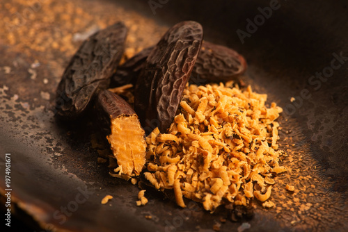Tonka Beans on Handmade Ceramic Plate