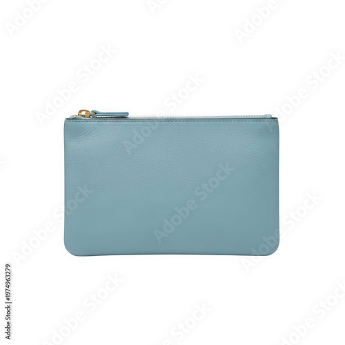 Light blue compact clutch purse with zipper closure for everyday use