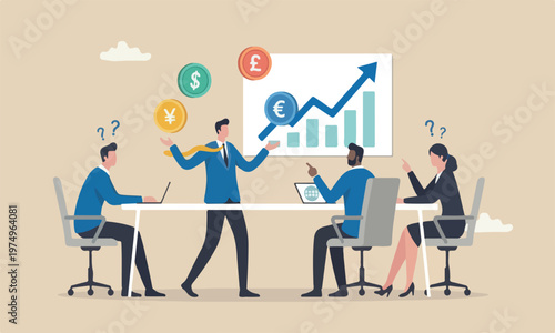 Forex, foreign economic speculation concept, businessman expert juggling money currency coins, dollar, euro, pound, japan yen and Korean won.