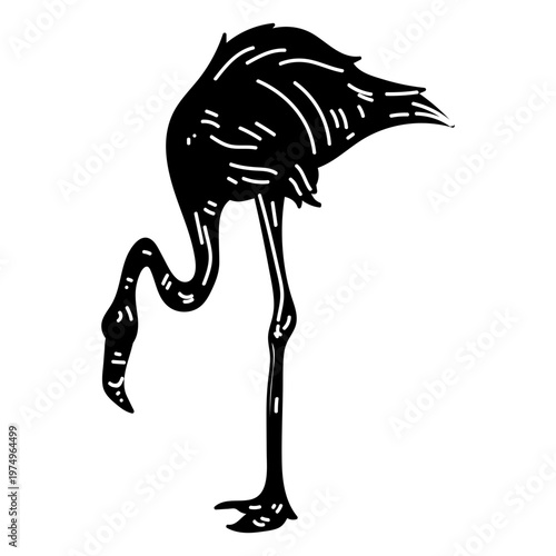 Pink flamingo leg beak silhouette