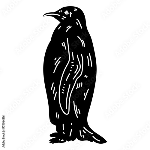 Penguin beak wing fat tail silhouette detail