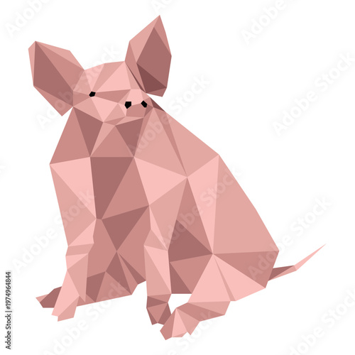 Pig snout ear hoof sitting low poly