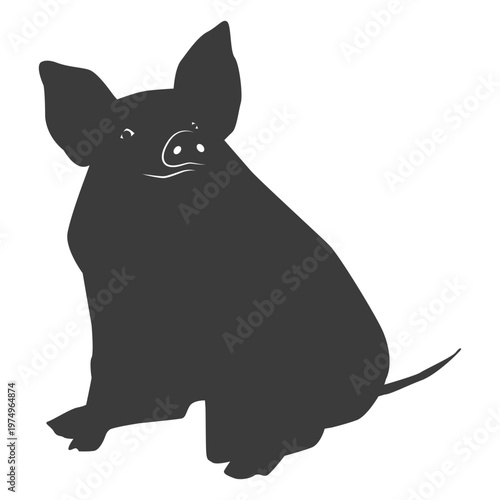 Pig snout ear hoof sitting silhouette
