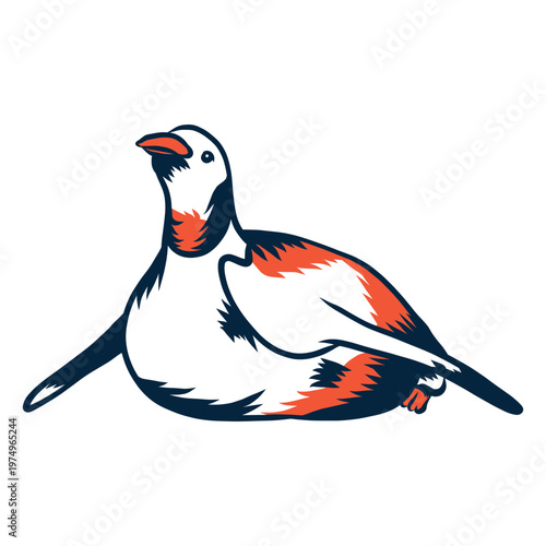 Duotone penguin lying