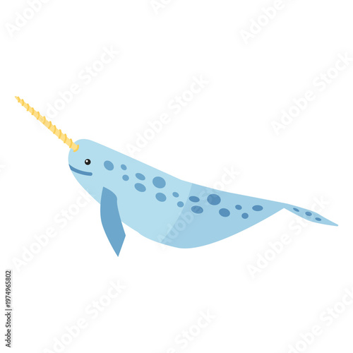 Narwhal tusk tail flipper flat