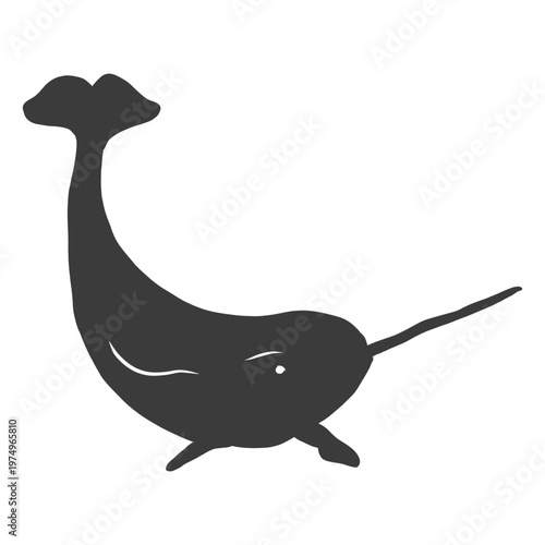 Narwhal tail flipper tusk silhouette